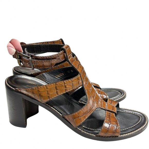 Donald J. Pliner Shoes - Donald J Pliner Leather Chunk Heels 10M Women's Open Toe Italian Made Faux Croc